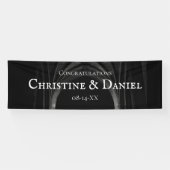 Gothic Arch Elegante Hochzeit Dunkelschwarz & Weiß Banner (Horizontal)