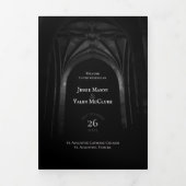 Gothic Arch Elegante Hochzeit Dunkelschwarz & Weiß Dreifach-gefaltete Programmkarte (Cover)