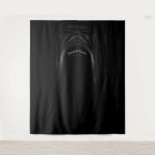 Gothic Arch Elegante Hochzeit Dunkelschwarz & Weiß Wandteppich (Vorderseite)