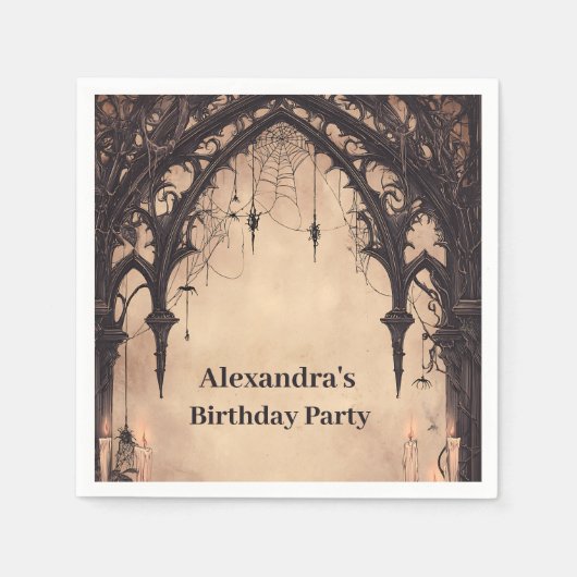 Gothic Arch Midnight Birthday Serviette (Vorderseite)