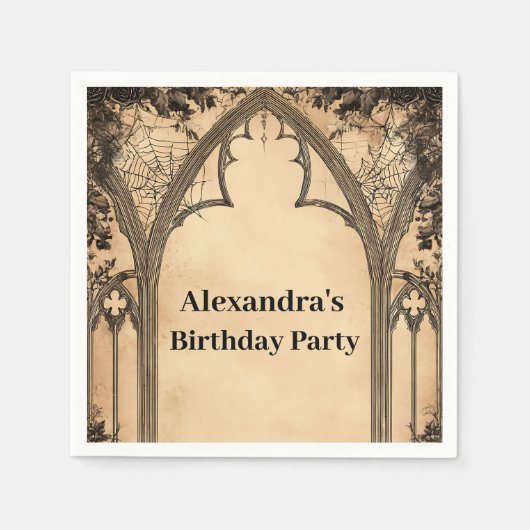 Gothic Arch Midnight Birthday Serviette (Vorderseite)