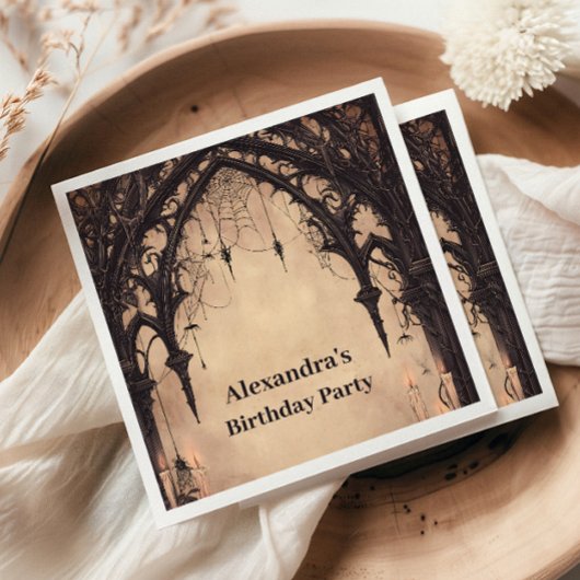 Gothic Arch Midnight Birthday Serviette