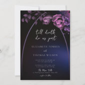 Gothic Arch Moody Lila Romantic Floral Wedding Einladung (Vorderseite)