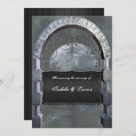 Gothic Arch Plaque Vampire Goth Wedding Einladung (Vorne/Hinten)