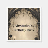 Gothic Arch Schwarze Rose Geburtstag Serviette (Vorderseite)