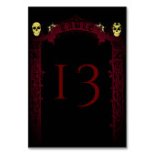 Gothic Arch Trellis and Skulls Wedding Tischnummer (Rückseite)