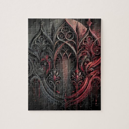Gothic Arched Art Puzzle - Intriccient Black and R (Vertikal)