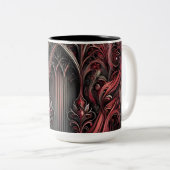 Gothic Arched Design Coffee Tasse - Black and Red  (VorderseiteRechts)