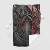 Gothic Arched Design Golf Handtuch - Rot und Schwa (Insitu)
