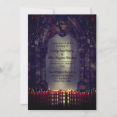 Gothic Archway mit Red Candles Wedding Einladung (Vorderseite)