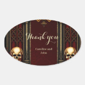 Gothic Archway with Skulls Ovaler Aufkleber (Vorderseite)