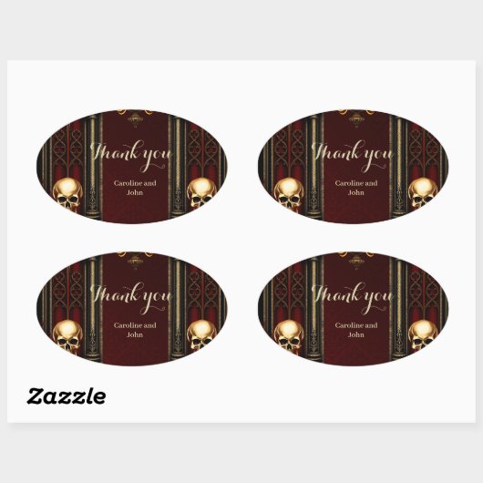 Gothic Archway with Skulls Ovaler Aufkleber (Blatt)