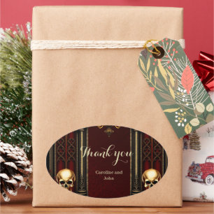 Gothic Archway with Skulls Ovaler Aufkleber