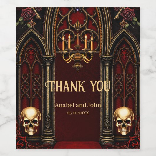 Gothic Archway with Skulls Weinetikett (Einzelnes Label)