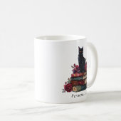 Gothic Art Black Cat Antique Bücher Crimson Rose Kaffeetasse (VorderseiteRechts)