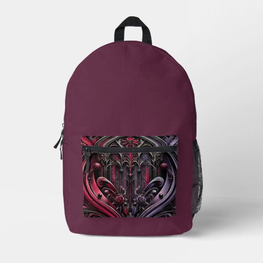 Gothic Art Burgundy Backpack Bedruckter Rucksack (Vorderseite)