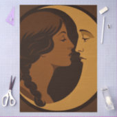 Gothic Art Deco Girl and Crescent Moon Decoupage Seidenpapier (Basteln)