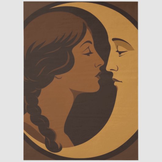 Gothic Art Deco Girl and Crescent Moon Decoupage Seidenpapier (Vorderseite)