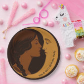 Gothic Art Deco Girl and Crescent Moon editable Pappteller (Party)