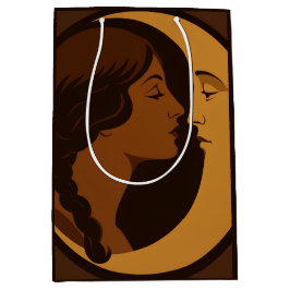 Gothic Art Deco Girl and Crescent Moon  Mittlere Geschenktüte