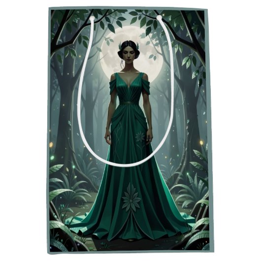 Gothic Art Deco Goddess of the Forest Mittlere Geschenktüte (Vorderseite)