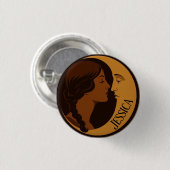 Gothic Art Deco Mädchen und Halbmond editierbar Button (Vorne & Hinten)