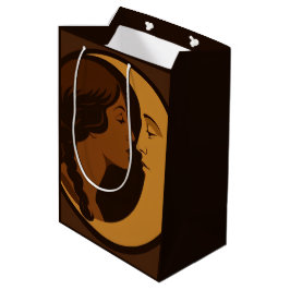 Gothic Art Deco Mädchen und Halbmond  Mittlere Geschenktüte