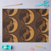 Gothic Art Deco Mädchen und Mondsichel Decoupage Seidenpapier (Basteln)