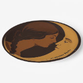 Gothic Art Deco Mädchen und Mondsichel editierbar Pappteller (Schrägansicht)