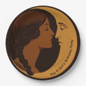 Gothic Art Deco Mädchen und Mondsichel editierbar Pappteller (Vorderseite)