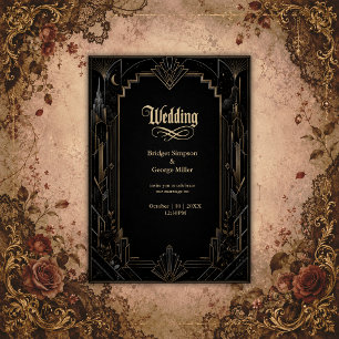 Gothic Art Deco Skyline Rose Hochzeit Einladung