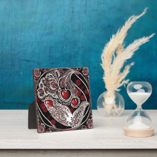 Gothic Art Nouveau Kirsch-Filigran Karmesinrote KI Fotoplatte