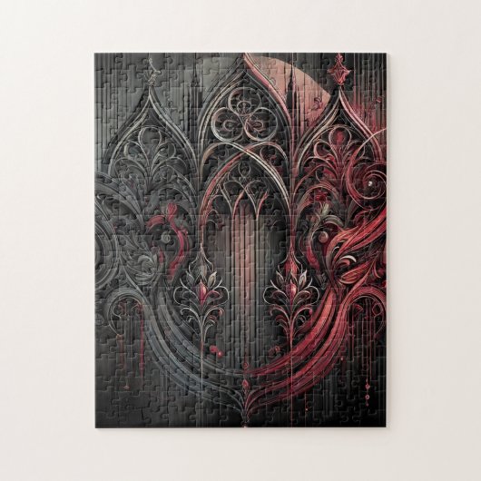 Gothic Art Puzzle - Intricate Red und Black Design (Vertikal)