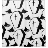 Gothic-Ästhetik aus schwarzem und weißem Bat-Coffi Duschvorhang (Vorderseite)