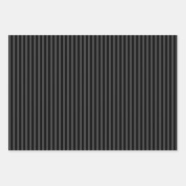 Gothic Ästhetik Matte Schwarz & Grau Streifen Geschenkpapier Set