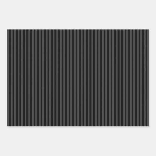 Gothic Ästhetik Matte Schwarz & Grau Streifen Geschenkpapier Set (Vorderseite)