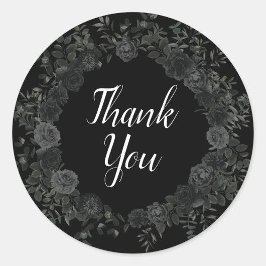 Gothic-Aufkleber der Rose Weiß und Schwarz bevorzu Runder Aufkleber (Vorderseite)