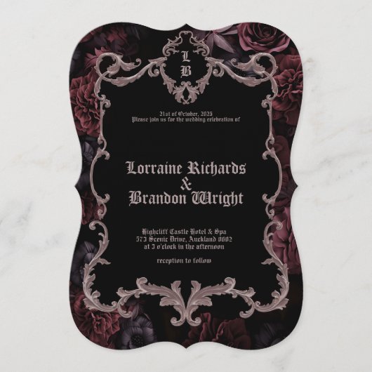Gothic Aurelian Nightfall Wedding Invitation Einladung (Vorderseite)