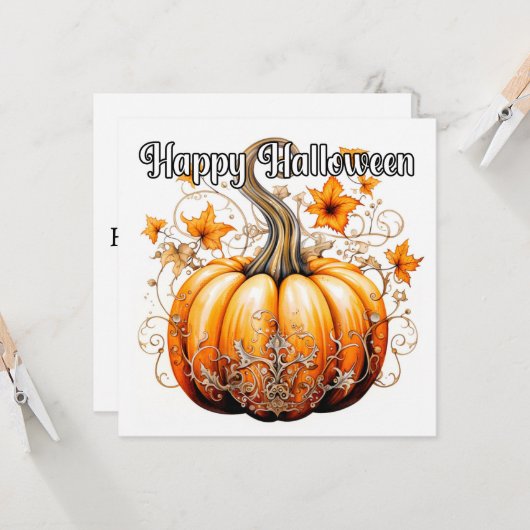 Gothic Autumn Harvest Halloween Pumpkin Karte (Vorderseite/Rückseite Beispiel)