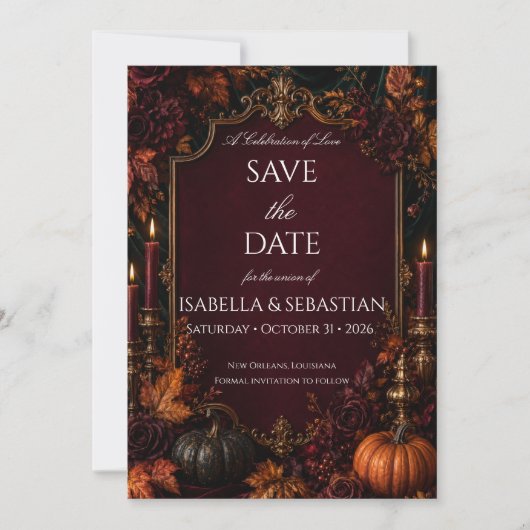 Gothic Autumn Kürbis Save The Date (Vorderseite)