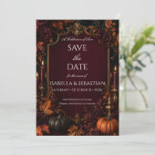 Gothic Autumn Kürbis Save The Date (Stehend Vorderseite)