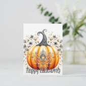 Gothic Autumn Pumpkin Illustration Postkarte (Stehend Vorderseite)