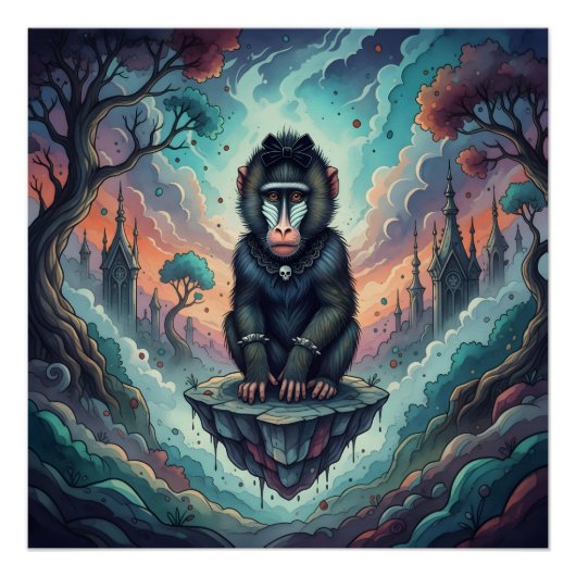 Gothic Baboon Dreamscape Poster (Vorderseite)