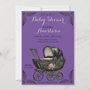 Gothic Baby Carriage Girl Baby Dusche Einladung