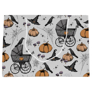 Gothic Baby Carriage Halloween Grau Große Geschenktüte