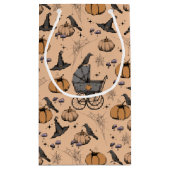 Gothic Baby Carriage Halloween Orange Kleine Geschenktüte (Rückseite)