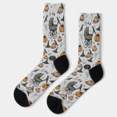 Gothic Baby Carriage, Raven & Pumpkin Halloween Socken (Linkes Detail)