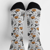 Gothic Baby Carriage, Raven & Pumpkin Halloween Socken (Oben)