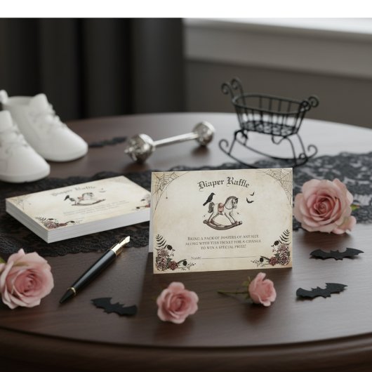 Gothic Baby Shower Diaper Umschließkarte Begleitkarte