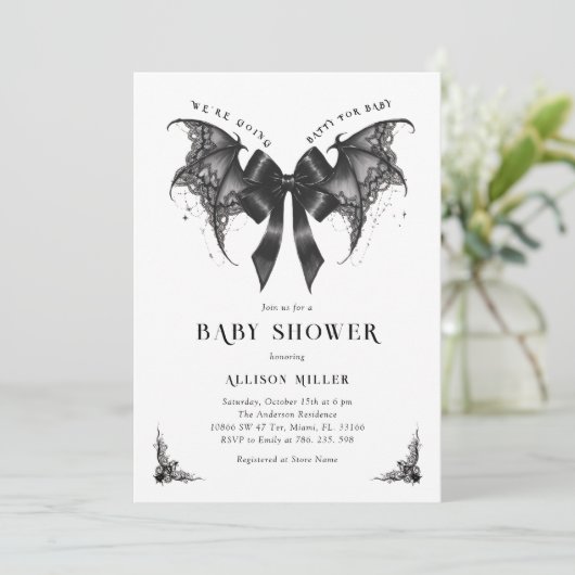 Gothic Baby Shower Einladung (Stehend Vorderseite)